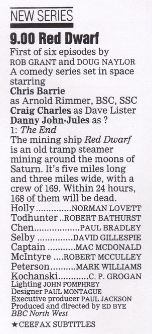 Red Dwarf: The End Radio Times capsule